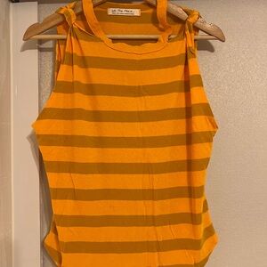 We The Free Orange and Brown Striped Tank Top